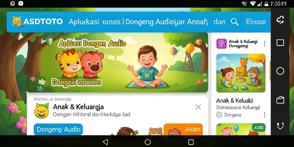 Antarmuka aplikasi ASDTOTO yang menarik untuk mendengarkan dongeng audio.