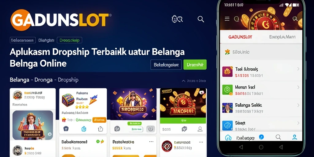 Tampilan antarmuka aplikasi GADUNSLOT untuk belanja dropship yang modern dan user-friendly.