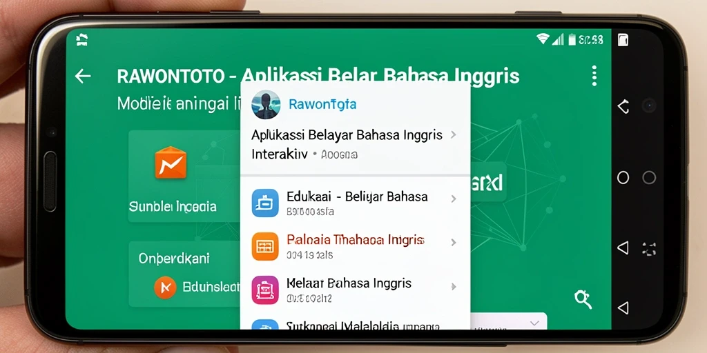 Tampilan antarmuka aplikasi Belajar Bahasa Inggris yang interaktif dan ramah pengguna.