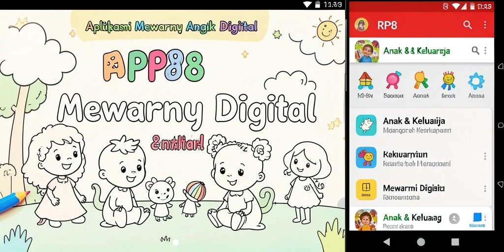Tampilan antarmuka RP8 yang menarik untuk aplikasi Mewarnai Digital.