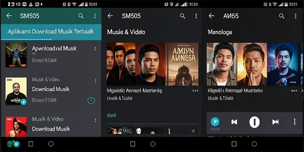 Tampilan aplikasi Download Musik SM605 yang user-friendly dan efisien.