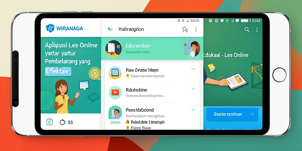 Antarmuka menarik dari aplikasi Les Online WIRANAGA.