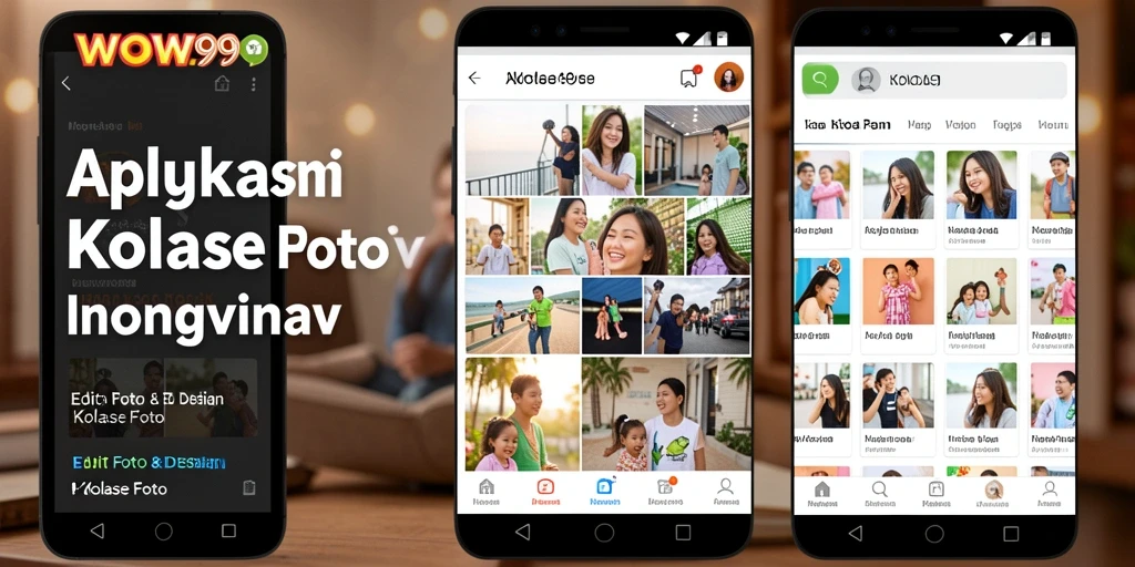 Tampilan antarmuka WOW99 untuk kolase foto yang kreatif.
